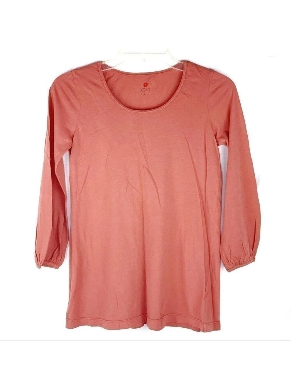 NEW-XCVI Anthropologie Cotton,Quarter Sleeve, Super Soft, Ruched Back Blouse/Top